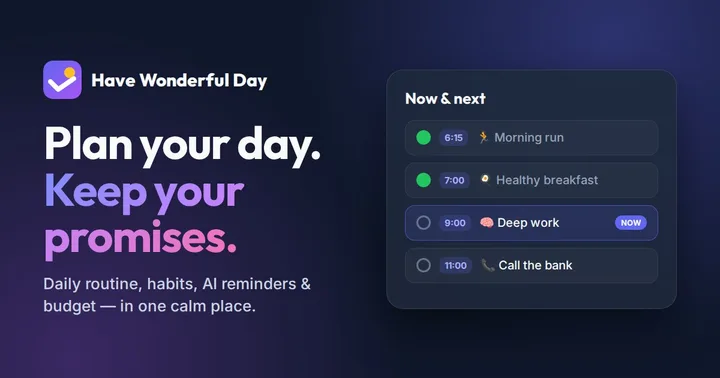 Have Wonderful Day: Daily planner and habit tracker